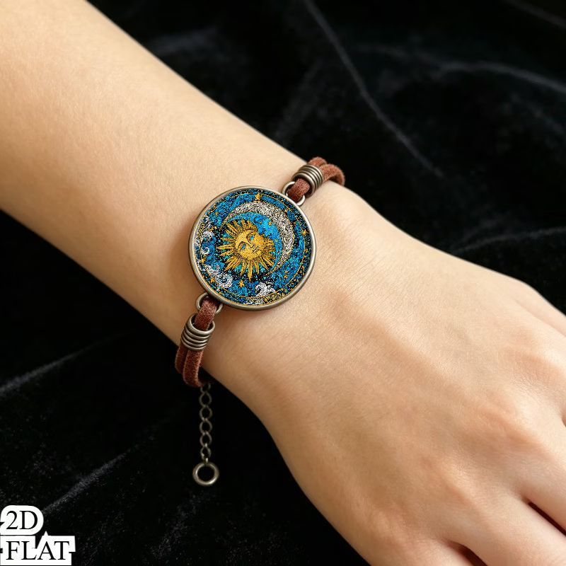 2D Flat Pattern Vintage Bangle Bracelet, Anniversary Gift